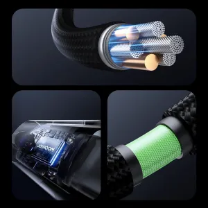Joyroom S-A16 Pro Prism Series kábel USB-C – USB-C s digitálnym displejom, 100W, 1,2 m, čierny