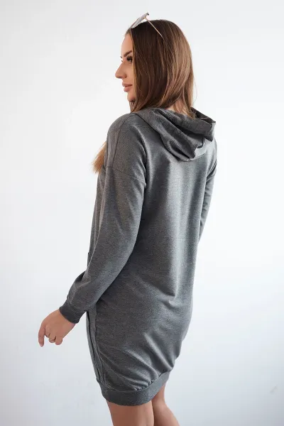 Legínovo Šaty s kapucňou grafitové Farba: Sivá, Veľkosť: UNI