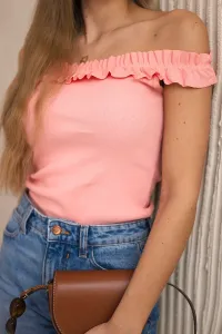 Legínovo Béžová blúzka španielskeho strihu s volánmi Farba: Modrá, Veľkosť: UNI
