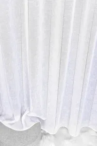 Záclona markíza, pruhy lurex strieborný, biela 320 cm