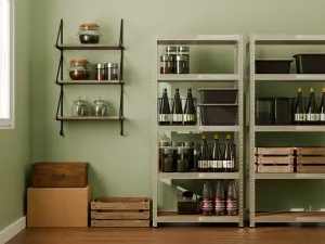 TP Living Dielenský regál G7030 strieborný/hnedý