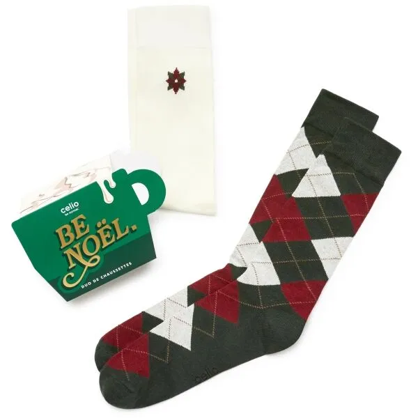 CELIO XMISOXMAS Pánske ponožky v darčekovom balení, tmavo zelená, veľkosť UNI