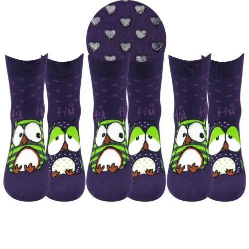 3PACK ponožky Boma ABS fialové (Pruhana) M