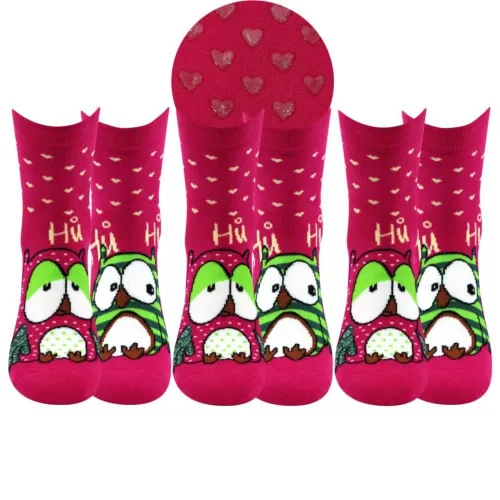 3PACK ponožky Boma ABS rúžové (Pruhana) M