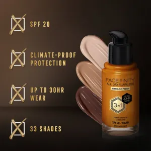Max Factor Facefinity All Day Flawless dlhotrvajúci make-up SPF 20 odtieň W95 Hazelnut 30 ml
