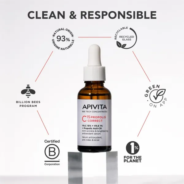 Apivita Bee Tech Concentrates C15 Propolis Correct Serum antioxidačné pleťové sérum 30 ml