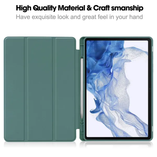 LEATHER Zaklápací obal pre Samsung Galaxy Tab S9 tmavozelený