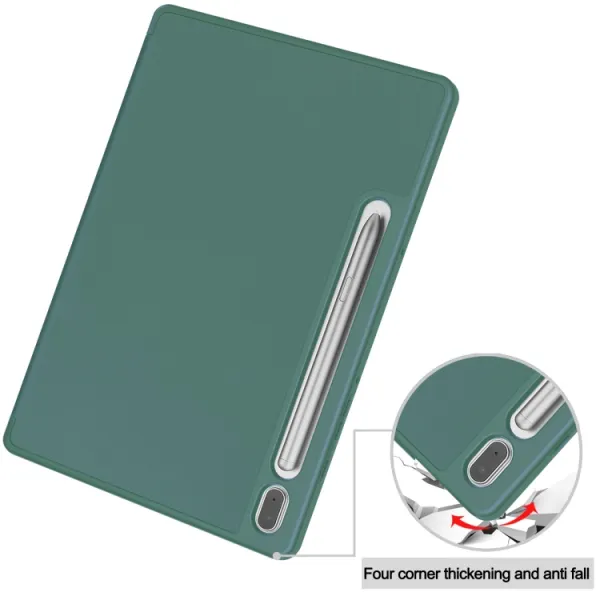 LEATHER Zaklápací obal pre Samsung Galaxy Tab S9 tmavozelený