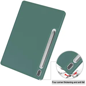 LEATHER Zaklápací obal pre Samsung Galaxy Tab S9 tmavozelený