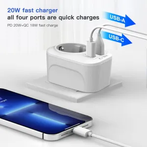Tech-Protect TA100 cestovný adaptér US / EU, biely