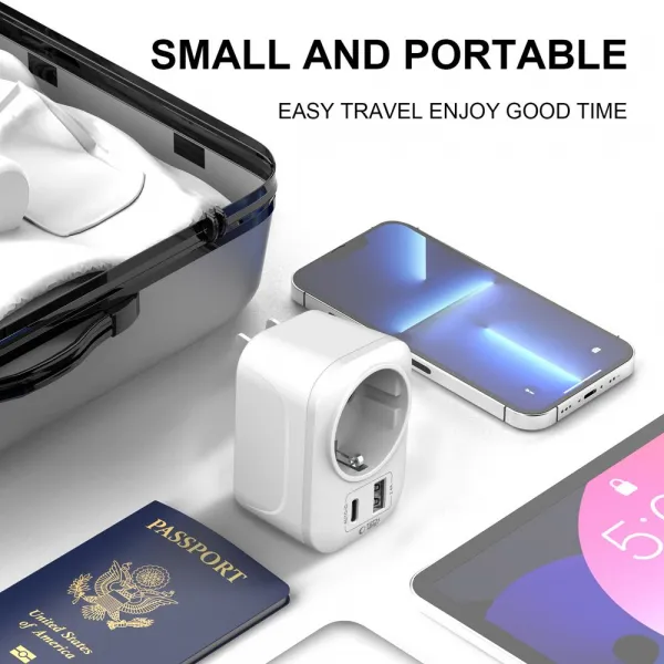 Tech-Protect TA100 cestovný adaptér US / EU, biely