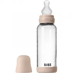 Dojčenská fľaša BIBS – sklenená, silikónový cumlík, Blush, 240 ml
