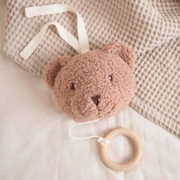 Bieco Musical Toy Bear Mika kontrastná závesná hračka s melódiou 1 ks