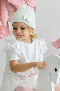 Detská čiapka Jamiks TEREZA béžová farba biela, z tenkej pleteniny, JWH035
