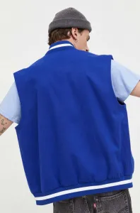 Vesta s prímesou vlny Tommy Jeans tmavomodrá farba, prechodný