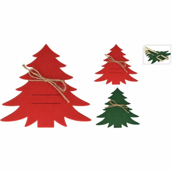 H&S Decoration Sada 4 ks vánočních obalů na příbor Red Tree červená