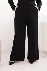 Legínovo Dámske nohavice Plus Size so širokými nohavicami a khaki opaskom Farba: Khaki, Veľkosť: UNI