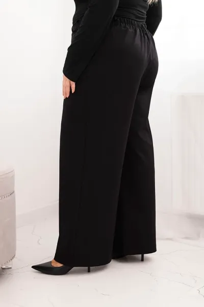 Legínovo Dámske nohavice Plus Size so širokými nohavicami a khaki opaskom Farba: Khaki, Veľkosť: UNI