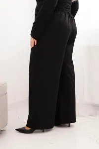 Legínovo Dámske nohavice Plus Size so širokými nohavicami a khaki opaskom Farba: Khaki, Veľkosť: UNI