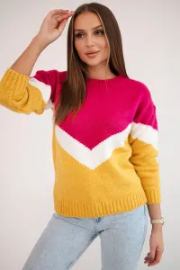 Legínovo Sveter s geometrickými vzormi fuksia+horčicová Farba: Sivá, Veľkosť: UNI