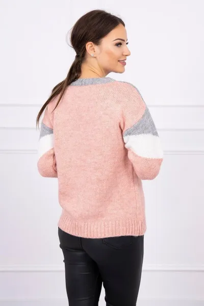 Legínovo Sveter s geometrickými vzormi fuksia+horčicová Farba: Sivá, Veľkosť: UNI