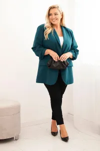 Legínovo Elegantné béžové dámske sako Plus Size Farba: Khaki, Veľkosť: UNI