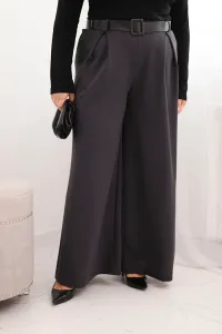 Legínovo Dámske nohavice Plus Size so širokými nohavicami a khaki opaskom Farba: Khaki, Veľkosť: UNI