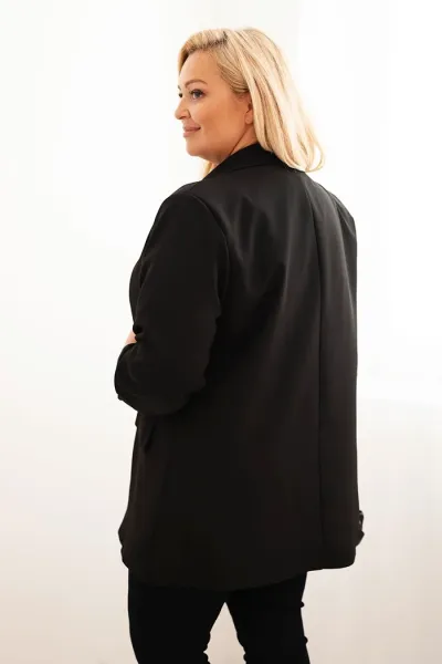 Legínovo Elegantné béžové dámske sako Plus Size Farba: Khaki, Veľkosť: UNI