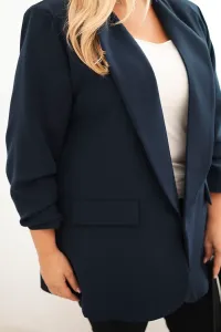 Legínovo Elegantné béžové dámske sako Plus Size Farba: Khaki, Veľkosť: UNI