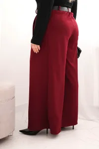 Legínovo Dámske nohavice Plus Size so širokými nohavicami a khaki opaskom Farba: Khaki, Veľkosť: UNI