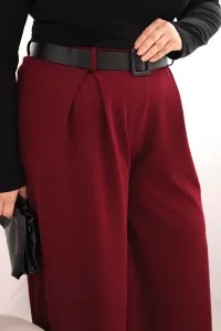 Legínovo Dámske nohavice Plus Size so širokými nohavicami a khaki opaskom Farba: Khaki, Veľkosť: UNI