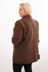 Legínovo Elegantné béžové dámske sako Plus Size Farba: Khaki, Veľkosť: UNI