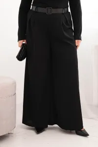 Legínovo Dámske nohavice Plus Size so širokými nohavicami a khaki opaskom Farba: Khaki, Veľkosť: UNI