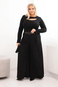Legínovo Dámske nohavice Plus Size so širokými nohavicami a khaki opaskom Farba: Khaki, Veľkosť: UNI