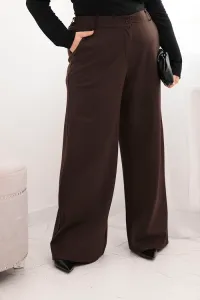 Legínovo Dámske nohavice Plus Size so širokými nohavicami a khaki opaskom Farba: Khaki, Veľkosť: UNI