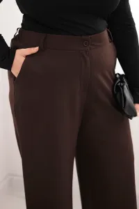 Legínovo Dámske nohavice Plus Size so širokými nohavicami a khaki opaskom Farba: Khaki, Veľkosť: UNI