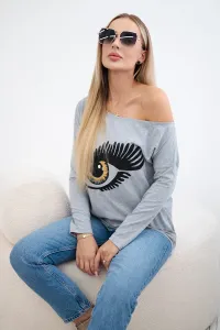 Legínovo Blúzka s potlačou a dlhším zadným dielom béžová Farba: Modrá, Veľkosť: UNI