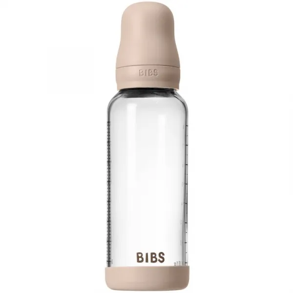BIBS Baby Glass Bottle Round Latex antikoliková fľaša Blush 240 ml