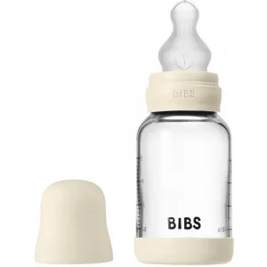 BIBS Baby Glass Bottle Silicone antikoliková fľaša so silikónovým náustkom Ivory 120 ml