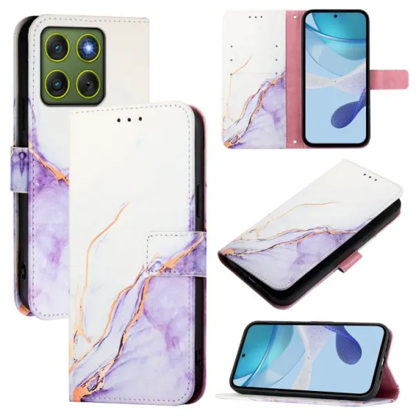 ART MARBLE Peňaženkový kryt pre Motorola Edge 70 WHITE PURPLE