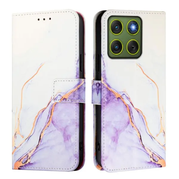 ART MARBLE Peňaženkový kryt pre Motorola Edge 70 WHITE PURPLE