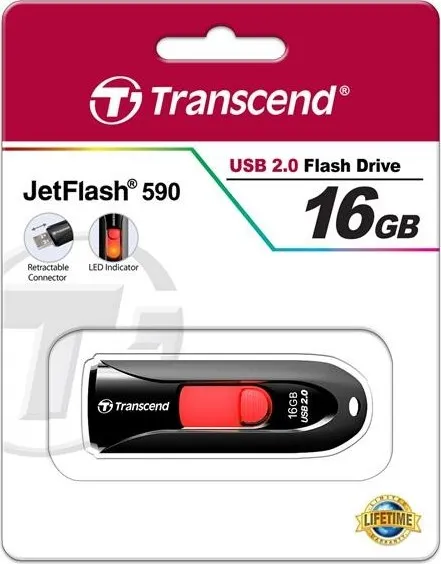 TRANSCEND Flash disk 16GB JetFlash®590K, USB 2.0 (R:13/W:4 MB/s) čierna