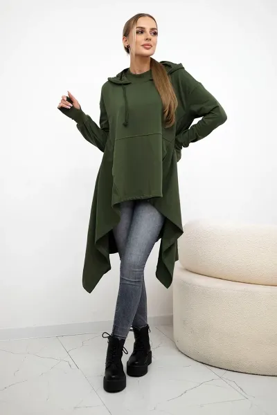 Legínovo Tmavohnedá blúzka rozšírená na spodku Farba: Khaki, Veľkosť: UNI