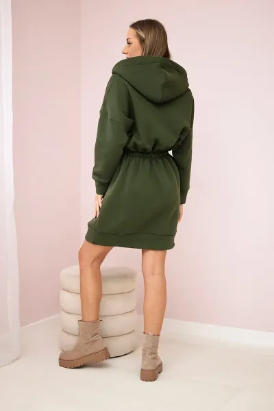 Legínovo Zateplená šaty s kapucňou khaki Farba: Khaki, Veľkosť: UNI
