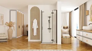 REA/S - Sprchová kabína Hugo Black 80x80 KPL-45220