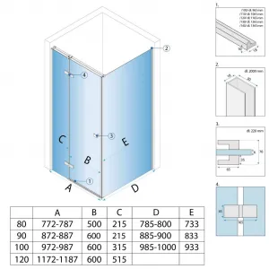 REA/S - Sprchovací kút Atlas 80x80 Chrome vpravo KPL-K4363