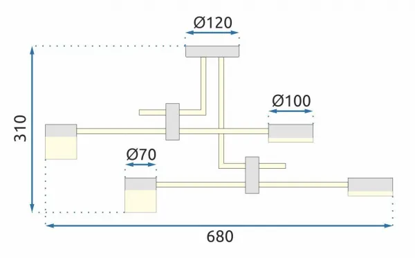 TooLight Stropné svietidlo Led APP1001-4C čierno-zlaté