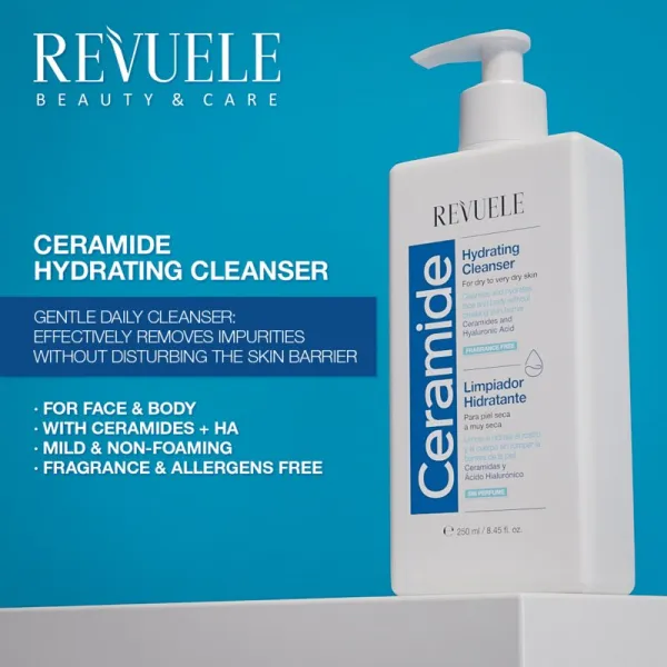 Revuele Ceramide Hydrating Cleanser umývací gél na telo a tvár pre suchú až veľmi suchú pokožku 250 ml