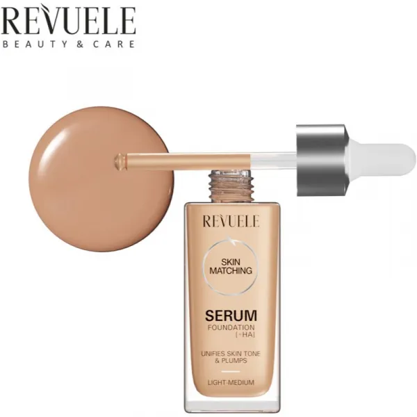 Revuele Serum Foundation [+HA] hydratačný make-up pre zjednotenie farebného tónu pleti odtieň Light-Medium 30 ml