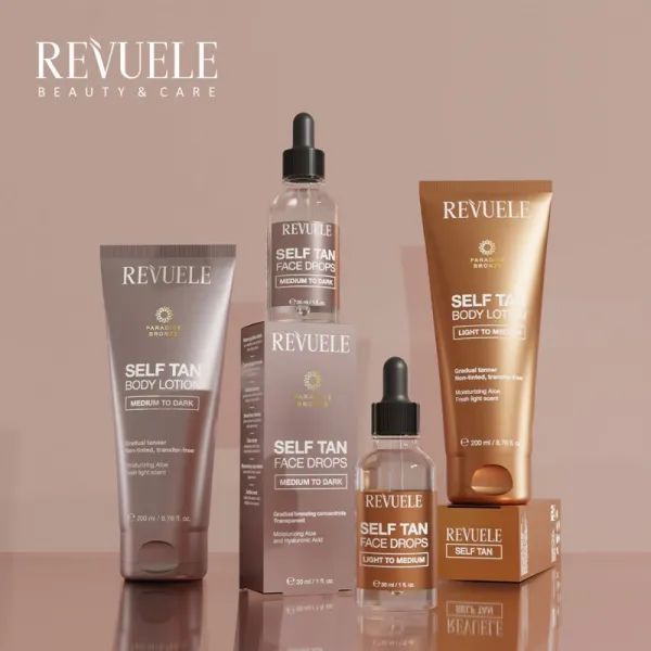 Revuele Paradise Bronze Self Tan Face Drops samoopaľovacie kvapky na tvár odtieň Light To Medium 30 ml